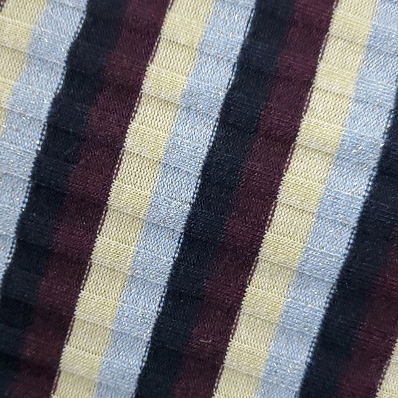 Y2K ZARA MULTICOLOR METALLIC MOCK NECK STRIPED KNIT BODYCON DRESS SIZE LARGE - Picture 4 of 9